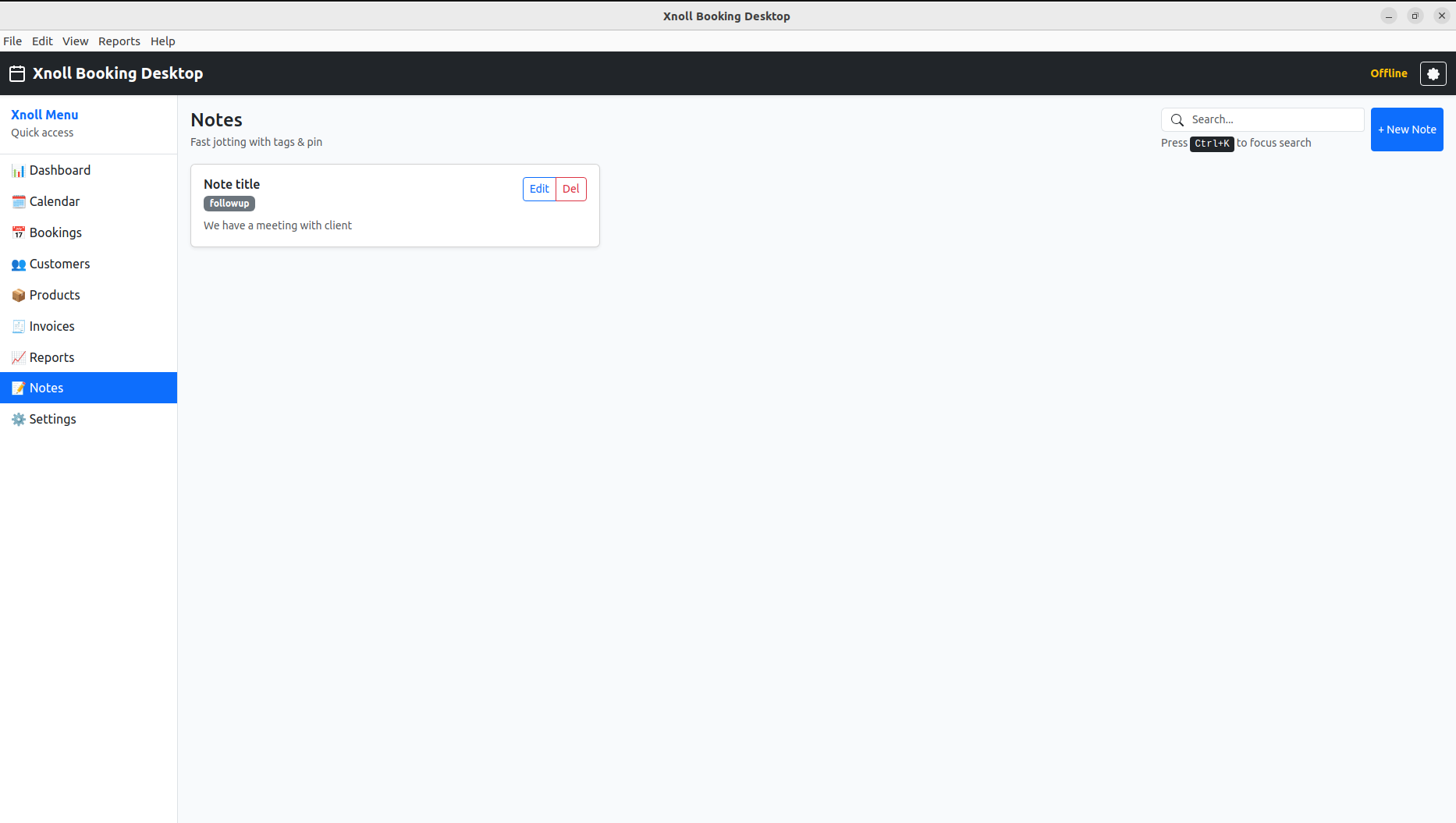 Notes & Follow-up - Xnoll Booking Desktop