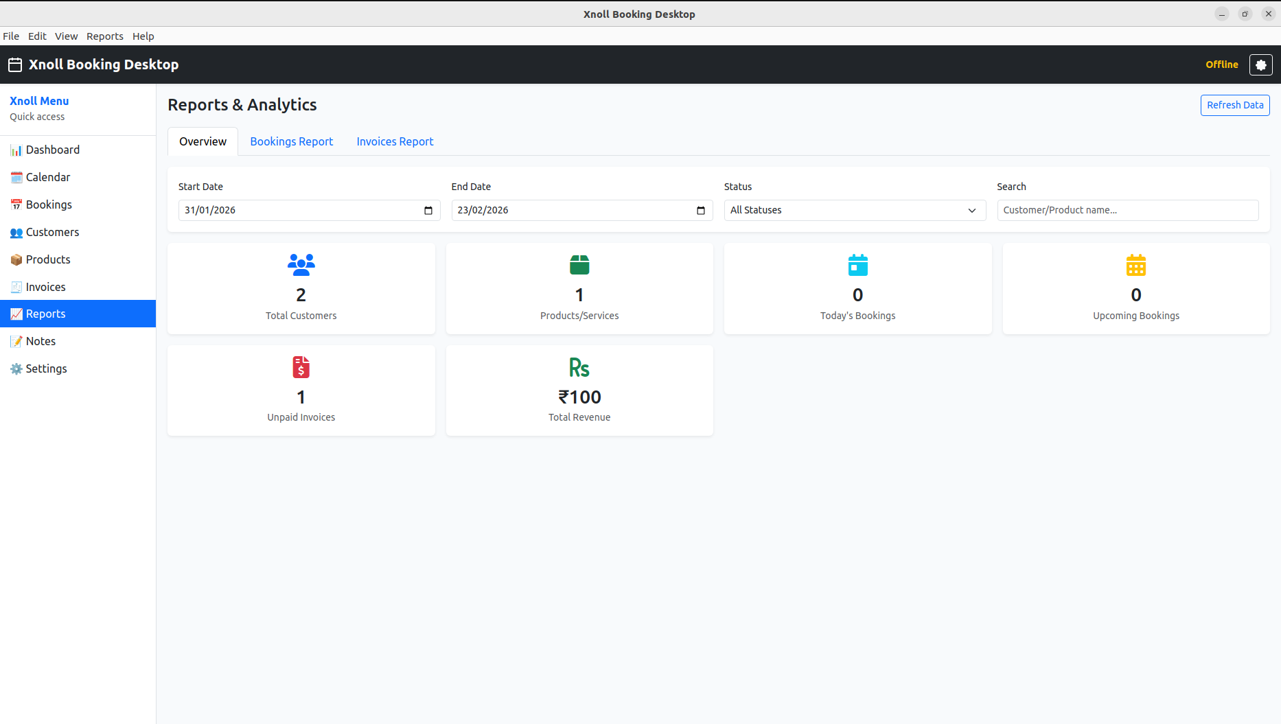 Reports & Analytics - Xnoll Booking Desktop