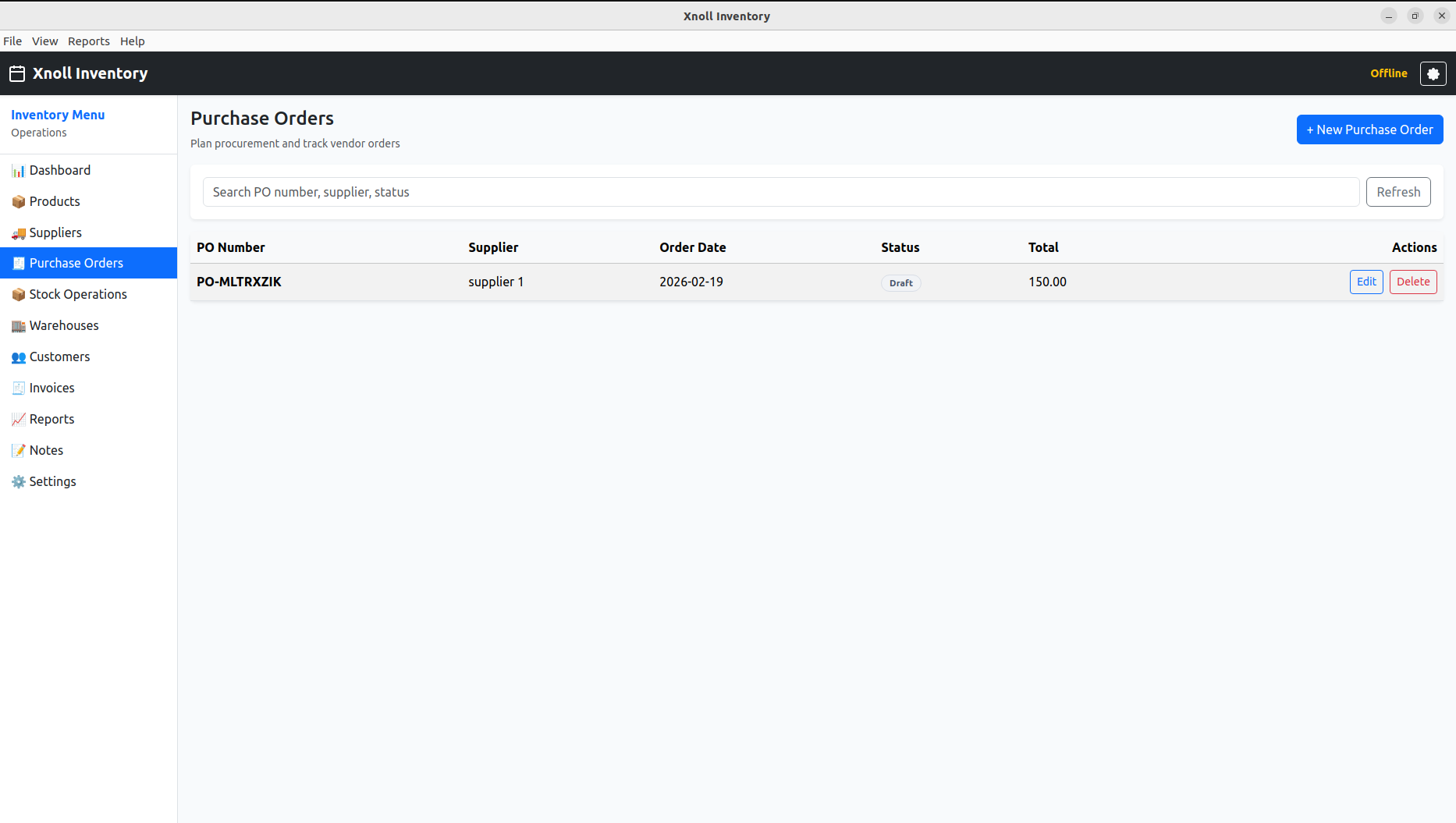 Purchase Orders - Xnoll Inventory Desktop